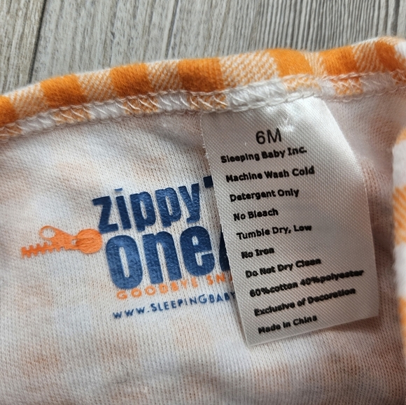 Zippy Onez Size 6 Months Orange White Plaid Bow Tie One Piece - Picture 3 of 4